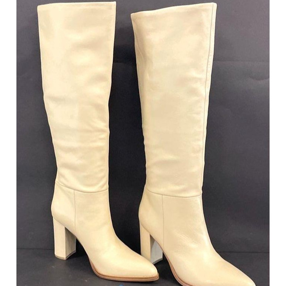 Block Heel Women's Nine West Beige Tall Boots- Size 8.5 - Picture 1 of 7